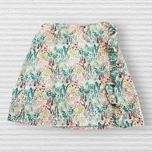 Maggie Breen Too Girls 12 Slim Floral Blue Purple Ruffle Side Skirt